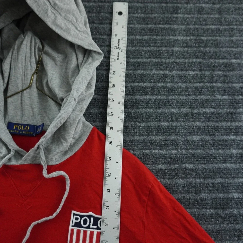 Polo Ralph Lauren Hooded T-Shirt Mens Small Red Colorblock Track Graphic